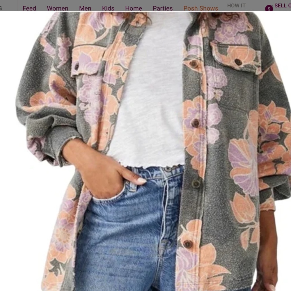 Free People Ruby Jacket in Carbon Combo sz large NWT - Picture 4 of 8
